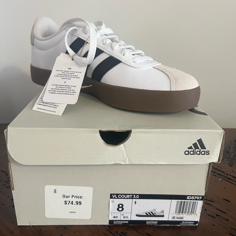 Adidas VL Court 3.0 White and Black Sneakers